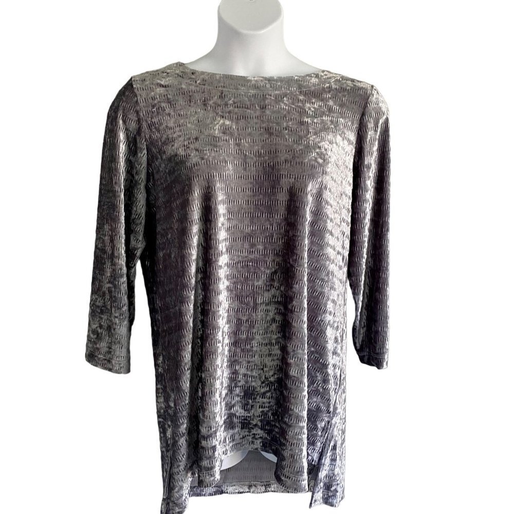 Dennis by Dennis Basso Silver Grey Tunic Top with Shimmer Women's XL NWOT